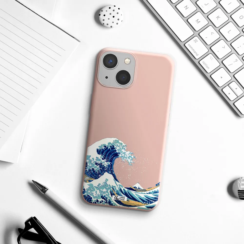 Great Wave Apple iPhone 13 Silicone pastel pink Case