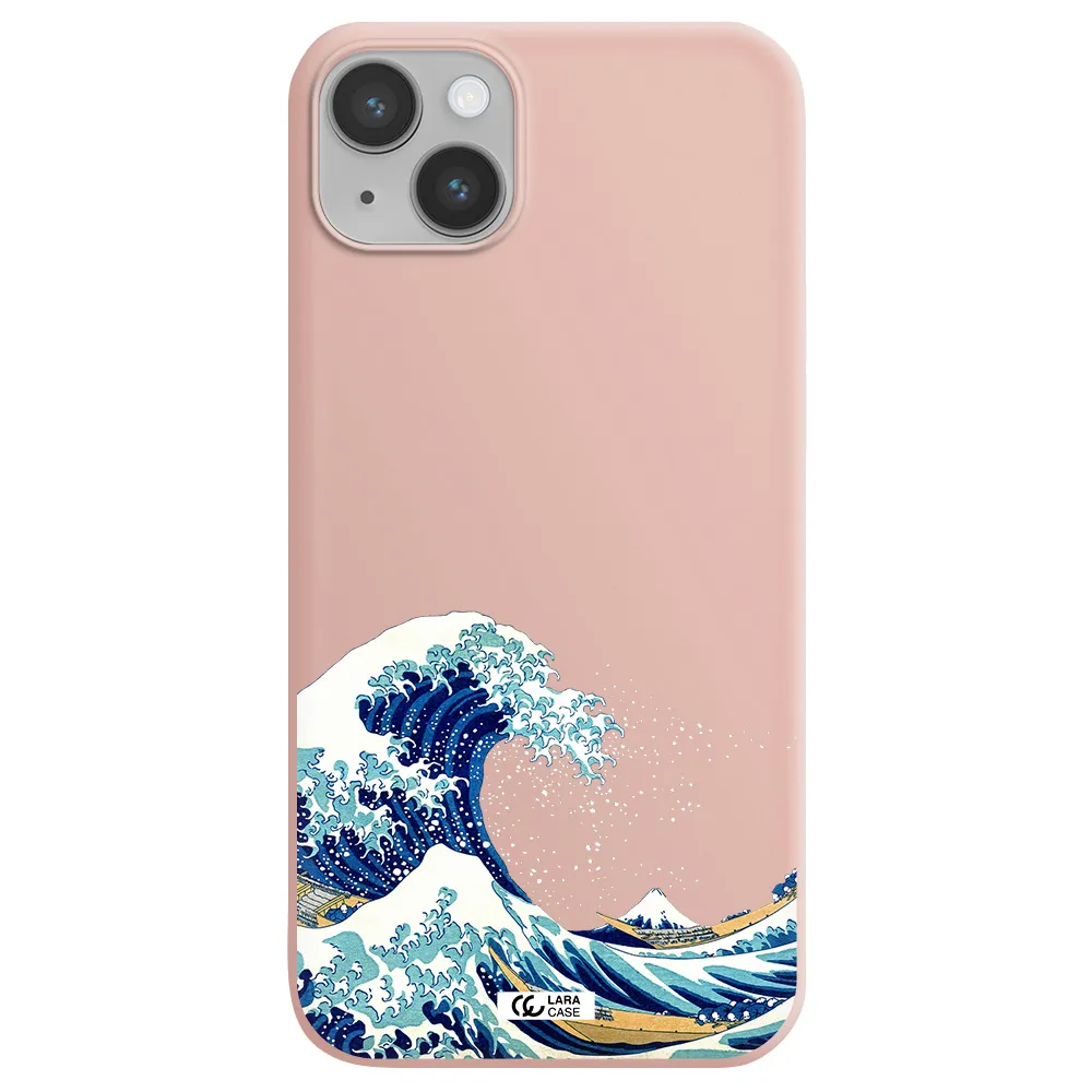 Great Wave Apple iPhone 14 plus Silicone pastel pink Case