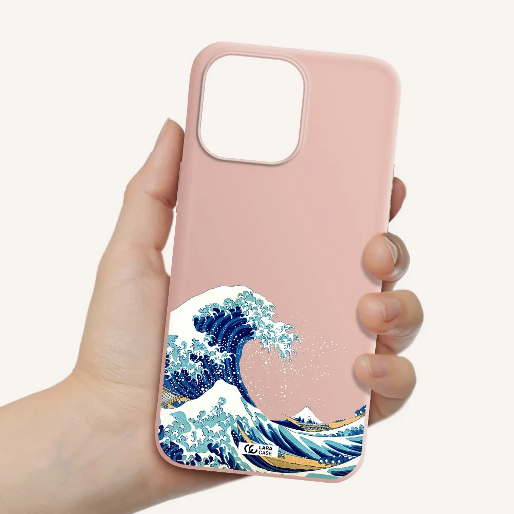 Great Wave Apple iPhone 14 pro max Silicone pastel pink Case