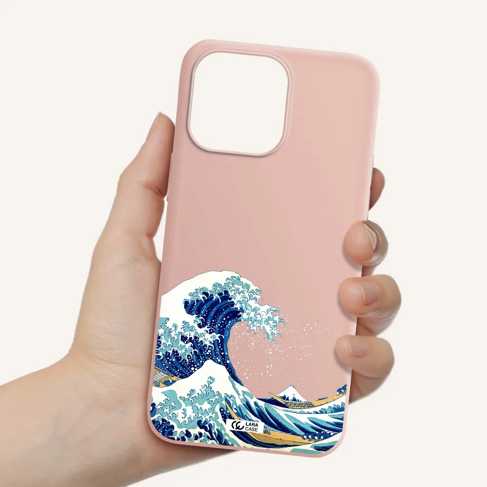 Great Wave Apple iPhone 14 pro Silicone pastel pink Case