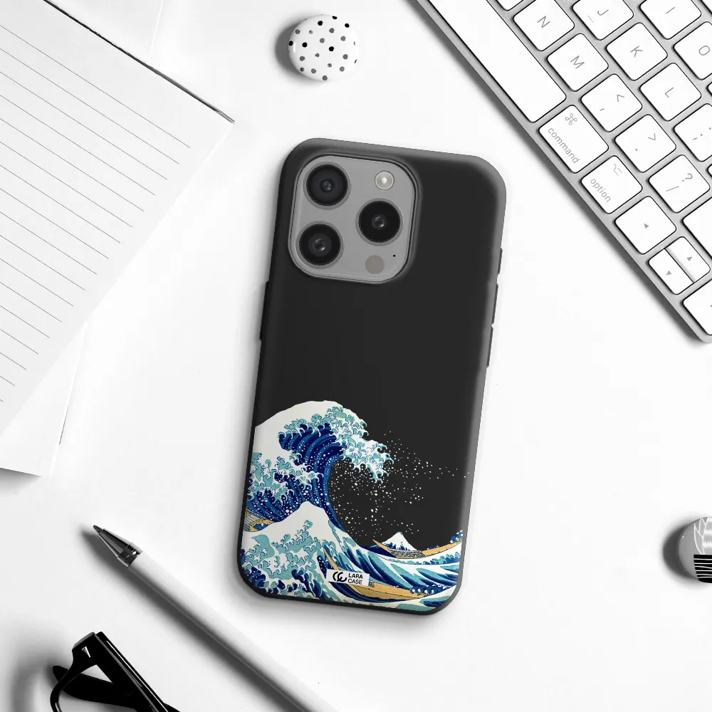 Great Wave Apple Iphone 15 Pro Silicone Black Case
