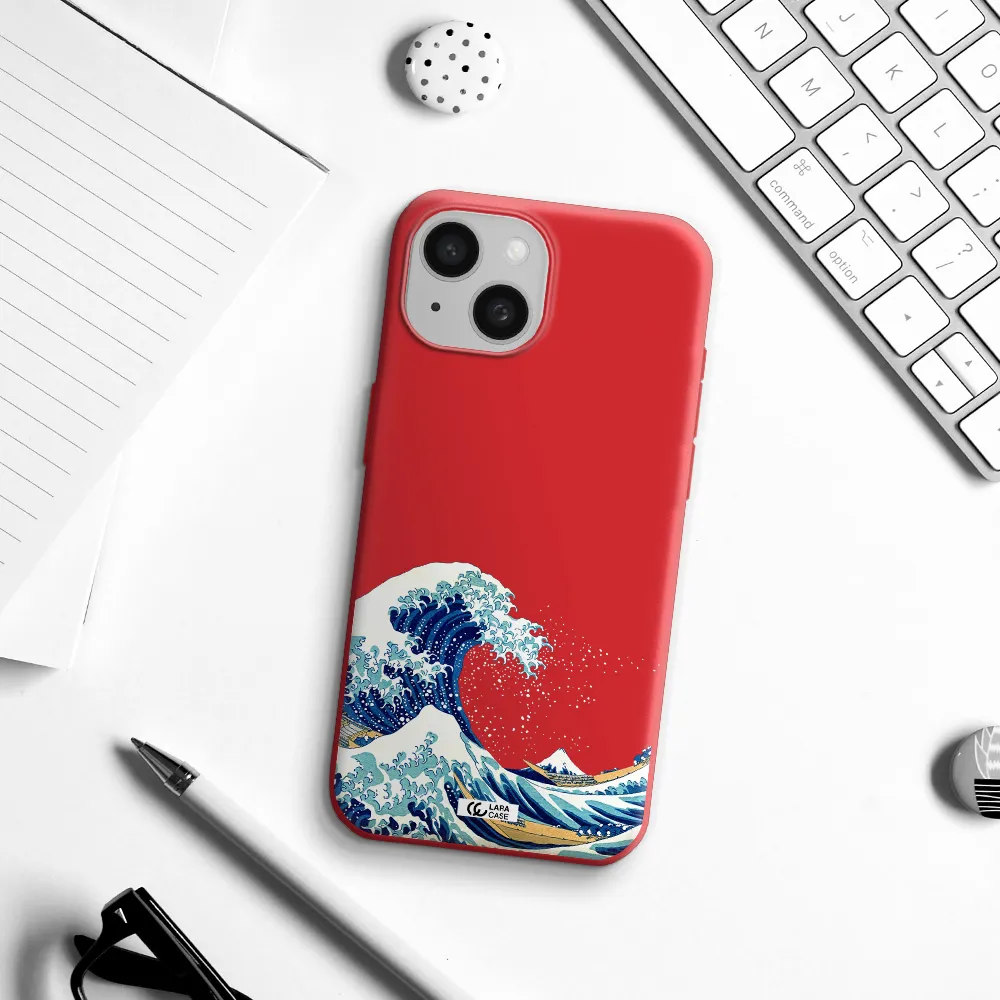 Great Wave Apple Iphone 15 Silicone Imperial Red Case