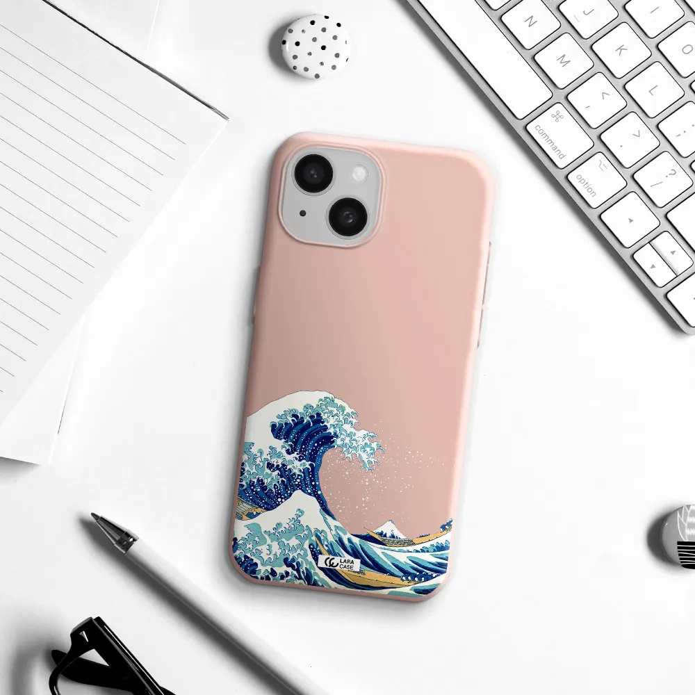 Great Wave Apple Iphone 15 Silicone Pastel Pink Case
