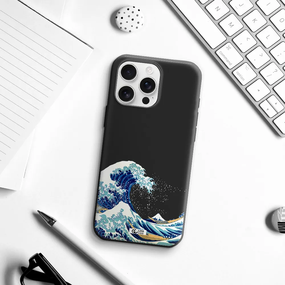 Great Wave Apple Iphone 16 Pro Max Silicone Black Case