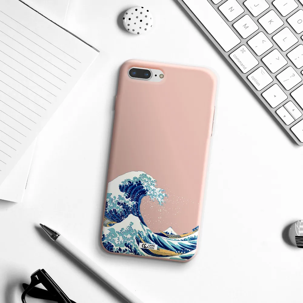 Great Wave Apple iPhone 7 plus Silicone pastel pink Case