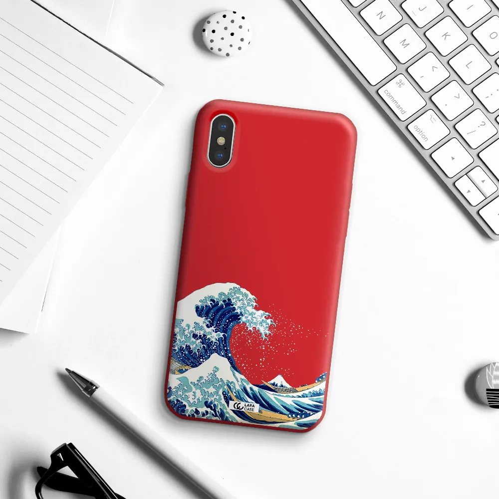 Great Wave Apple iPhone XS Silicone Imperial Red Case