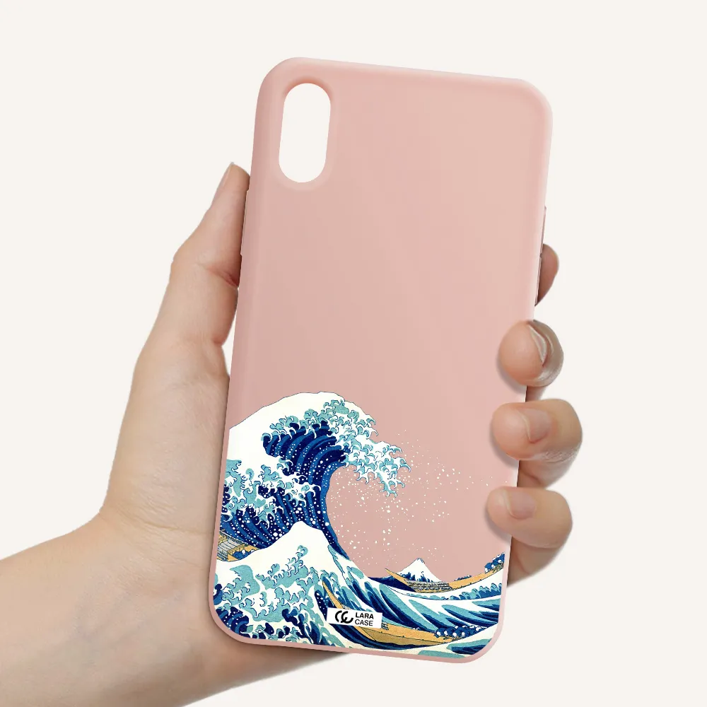 Great Wave Apple iPhone XS Silicone pastel pink Case