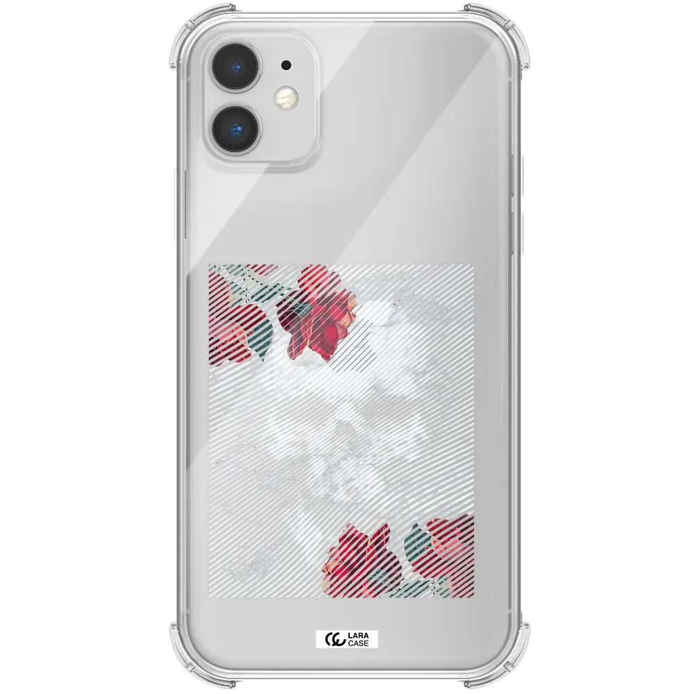 Rose And Skull Pattern Line Apple iPhone 11 Clear PC Case