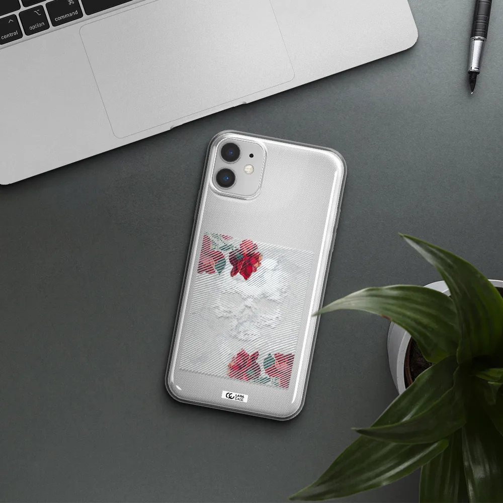 Rose And Skull Pattern Line Apple iPhone 11 Clear TPU Case