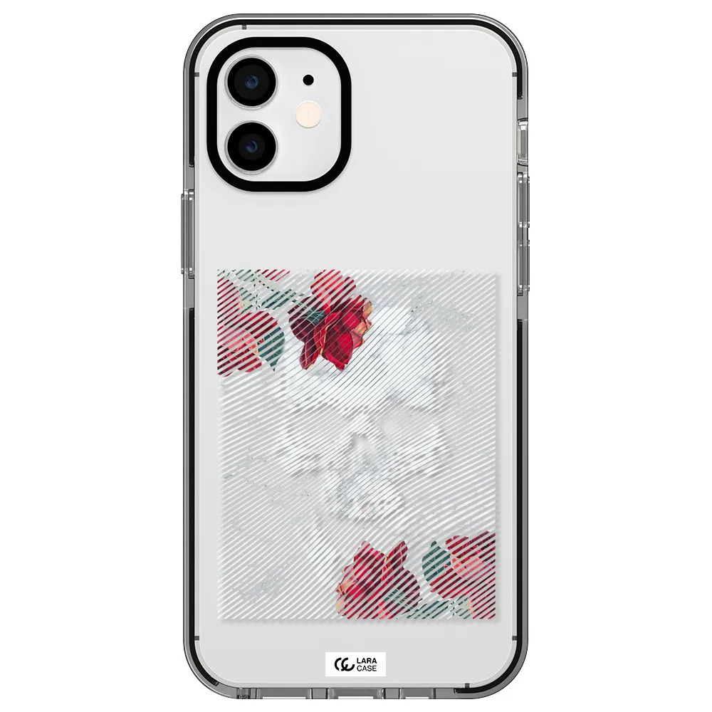 Rose And Skull Pattern Line Apple iPhone 11 impact black border Case
