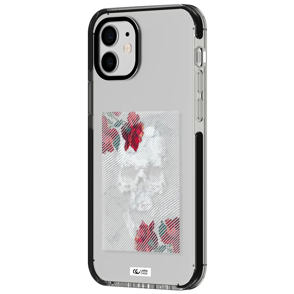 Rose And Skull Pattern Line Apple iPhone 11 impact black border Case