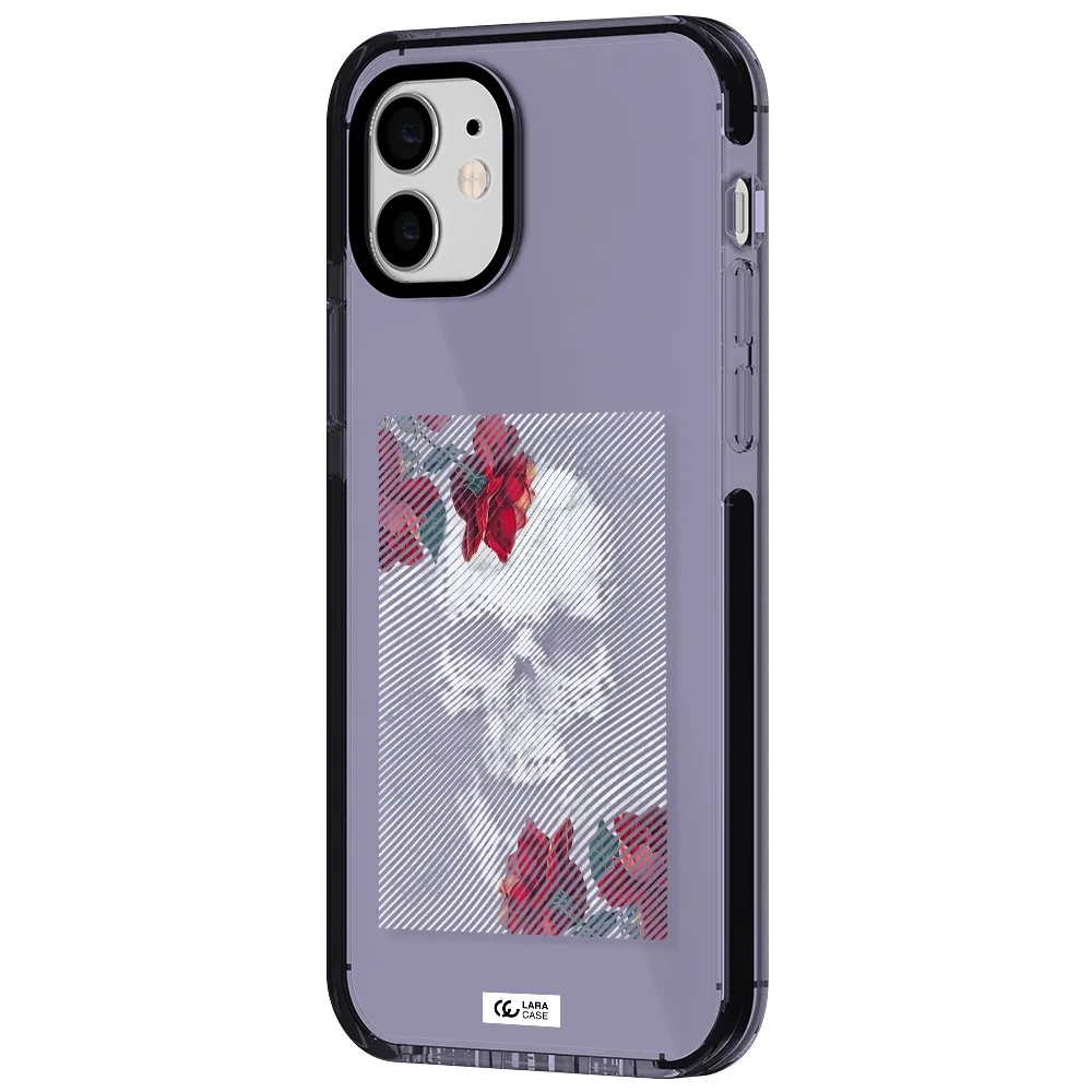 Rose And Skull Pattern Line Apple iPhone 11 impact Lilac Case