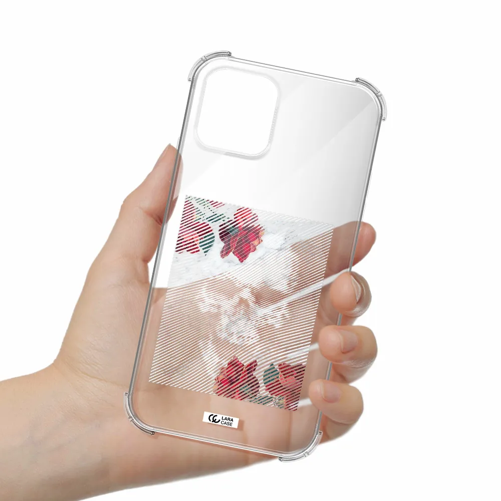 Rose And Skull Pattern Line Apple iPhone 11 pro max Clear PC Case