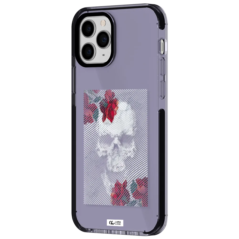 Rose And Skull Pattern Line Apple iPhone 11 pro max impact Lilac Case