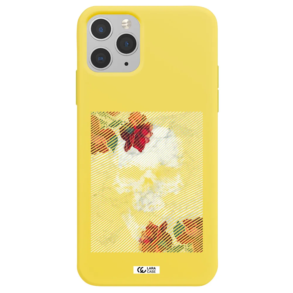 Rose And Skull Pattern Line Apple iPhone 11 pro max Silicone canary yellow Case