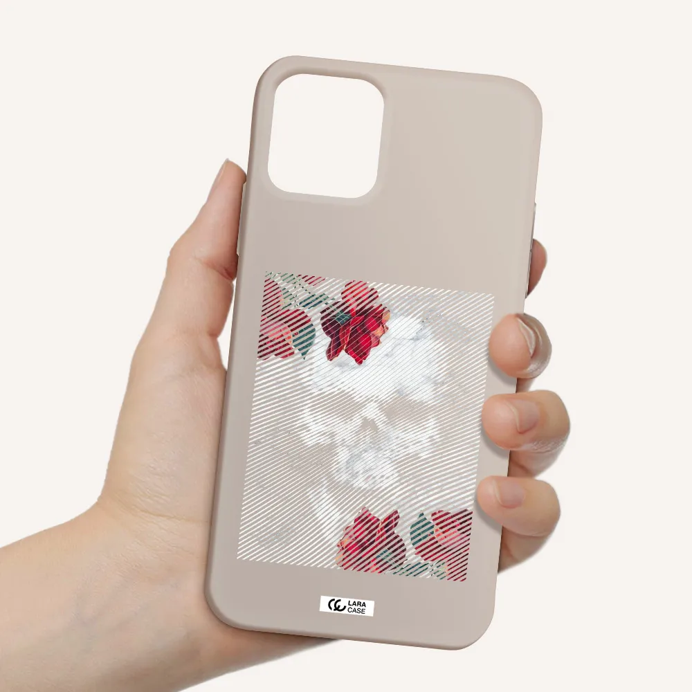Rose And Skull Pattern Line Apple iPhone 11 pro max Silicone Stone Case