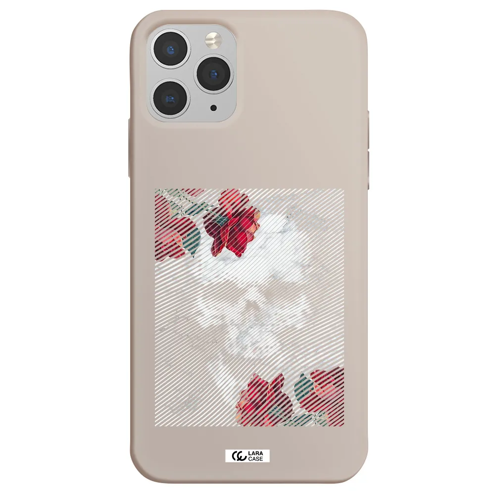 Rose And Skull Pattern Line Apple iPhone 11 pro Silicone Stone Case