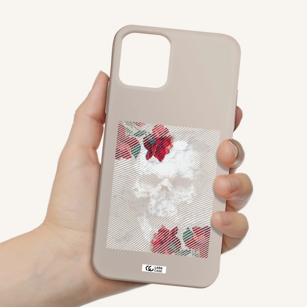 Rose And Skull Pattern Line Apple iPhone 11 pro Silicone Stone Case