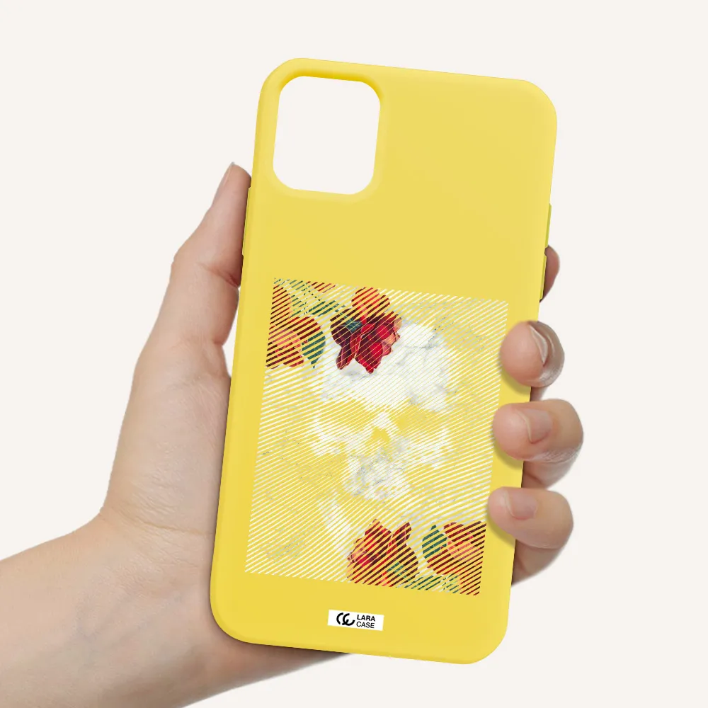 Rose And Skull Pattern Line Apple iPhone 11 Silicone canary yellow Case
