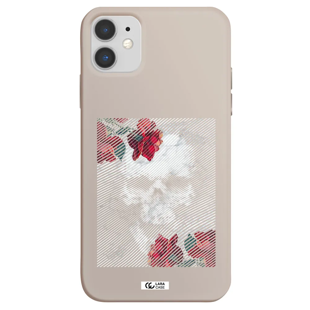 Rose And Skull Pattern Line Apple iPhone 11 Silicone Stone Case