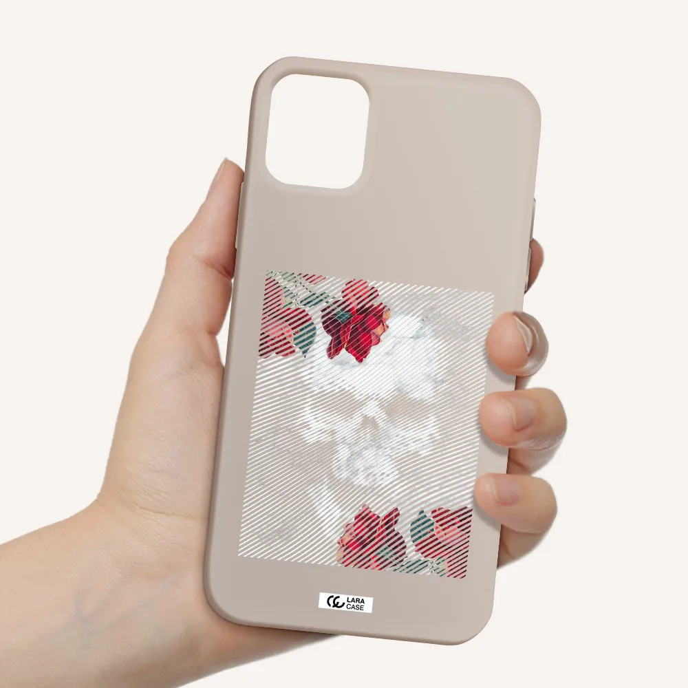 Rose And Skull Pattern Line Apple iPhone 11 Silicone Stone Case