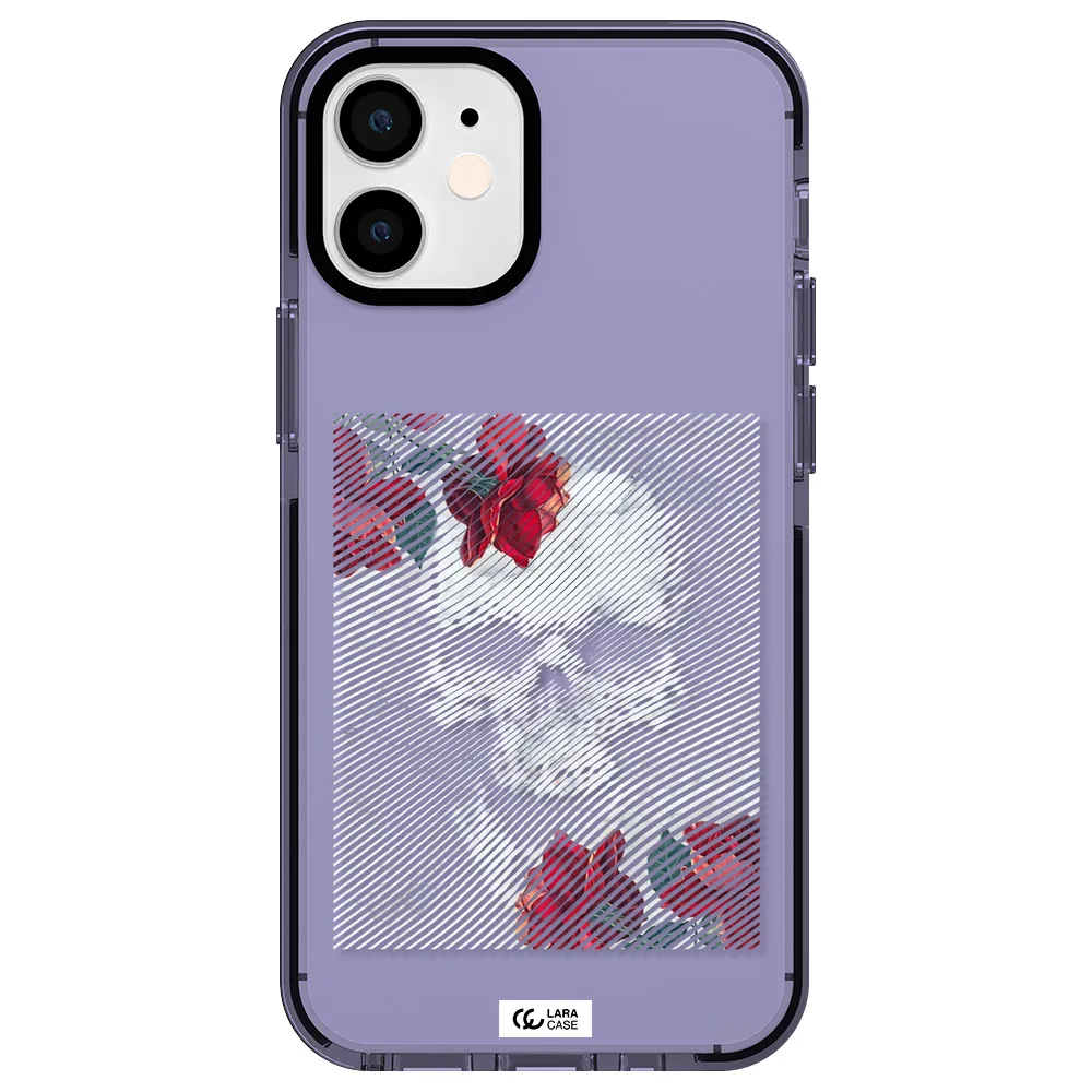 Rose And Skull Pattern Line Apple iPhone 12 mini impact Lilac Case