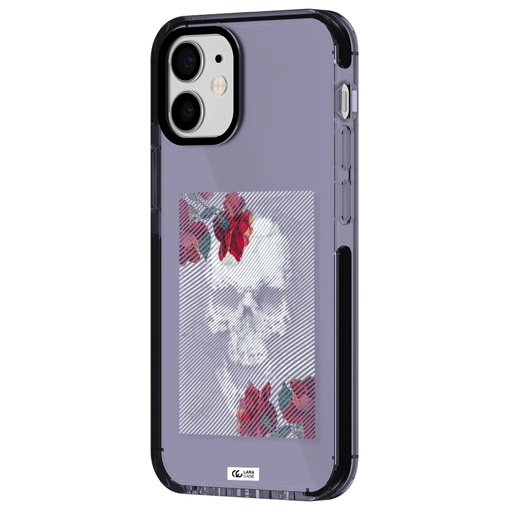 Rose And Skull Pattern Line Apple iPhone 12 mini impact Lilac Case