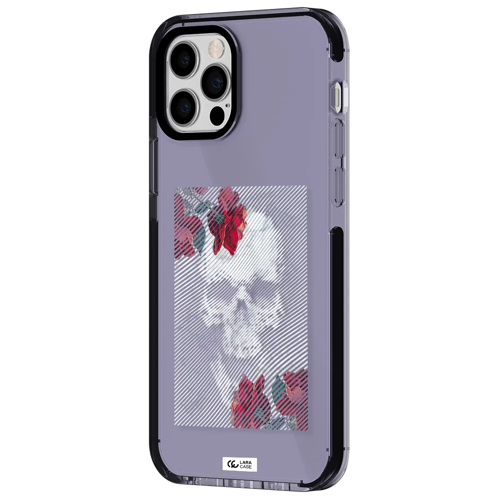 Rose And Skull Pattern Line Apple iPhone 12 pro impact Lilac Case