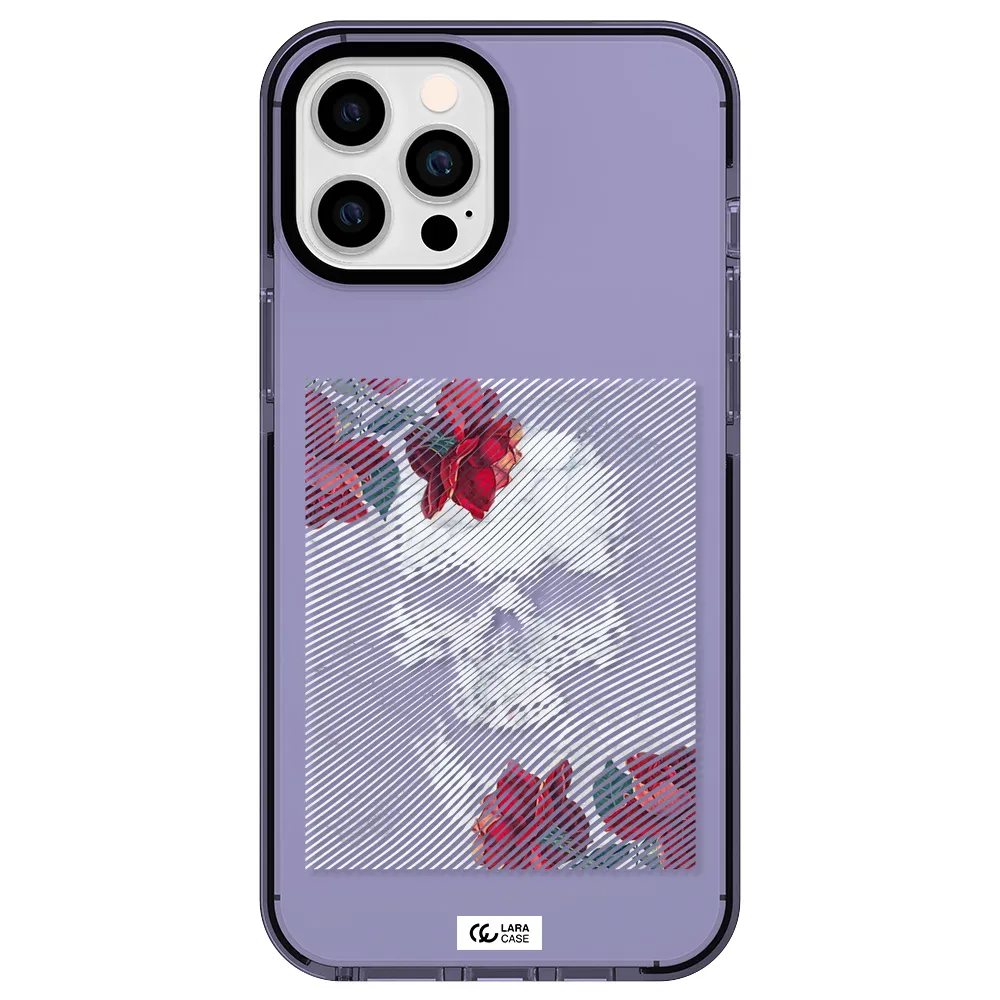 Rose And Skull Pattern Line Apple iPhone 12 pro max impact Lilac Case