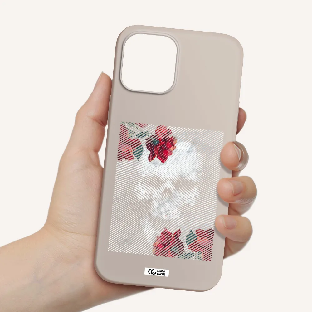 Rose And Skull Pattern Line Apple iPhone 12 pro Silicone Stone Case