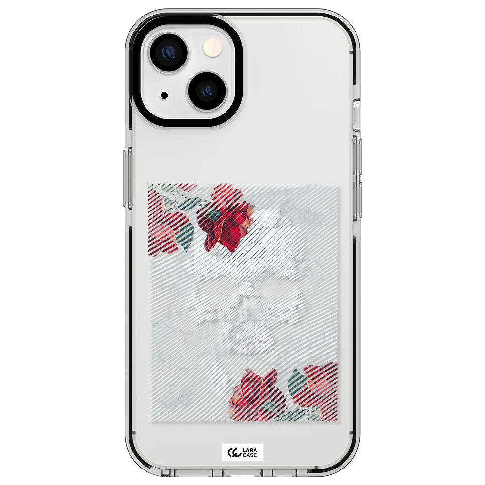 Rose And Skull Pattern Line Apple iPhone 13 impact black border Case