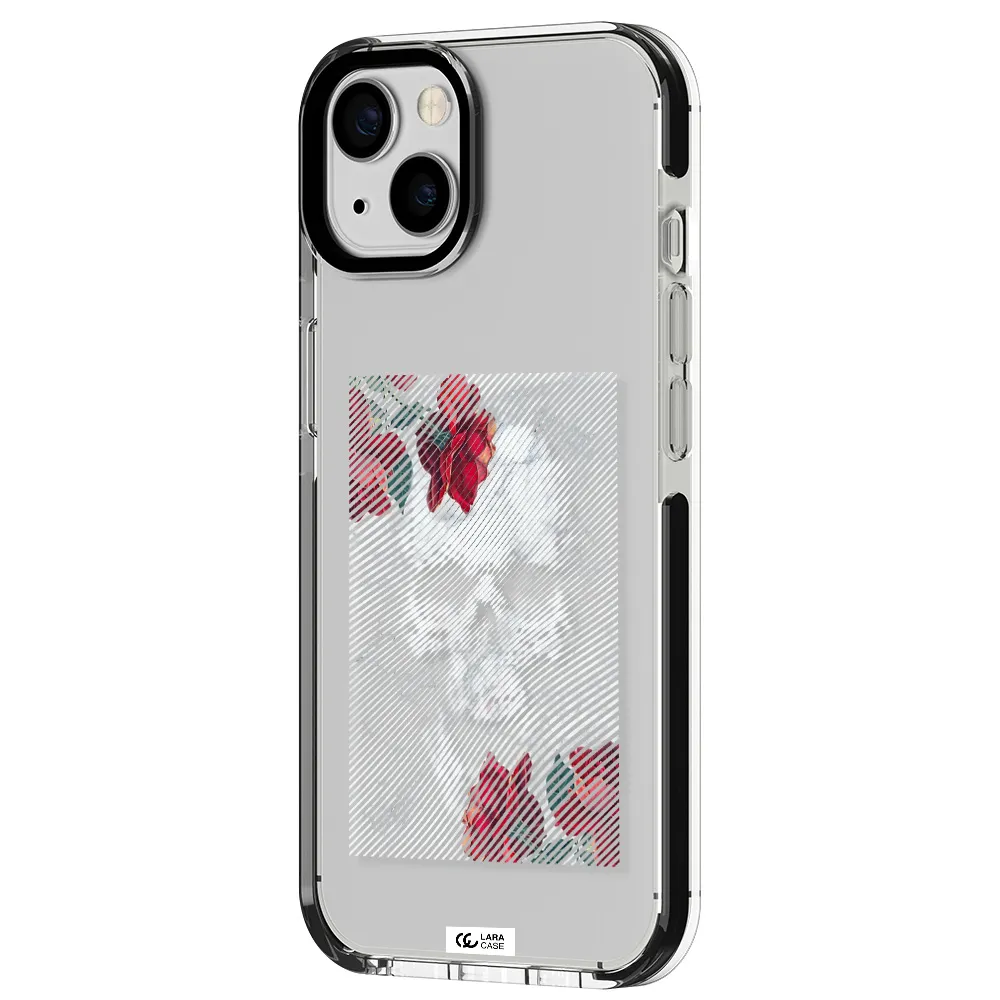 Rose And Skull Pattern Line Apple iPhone 13 impact black border Case