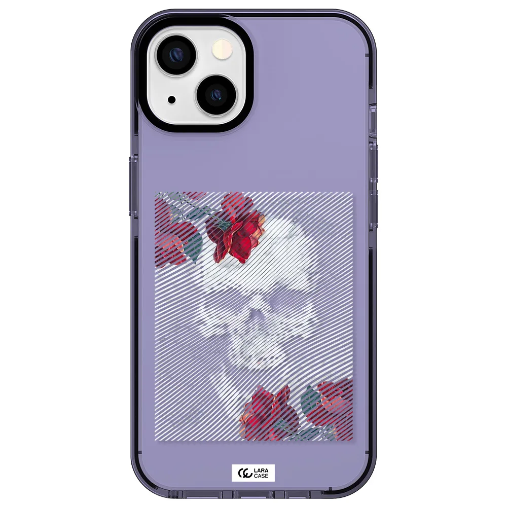 Rose And Skull Pattern Line Apple iPhone 13 impact Lilac Case