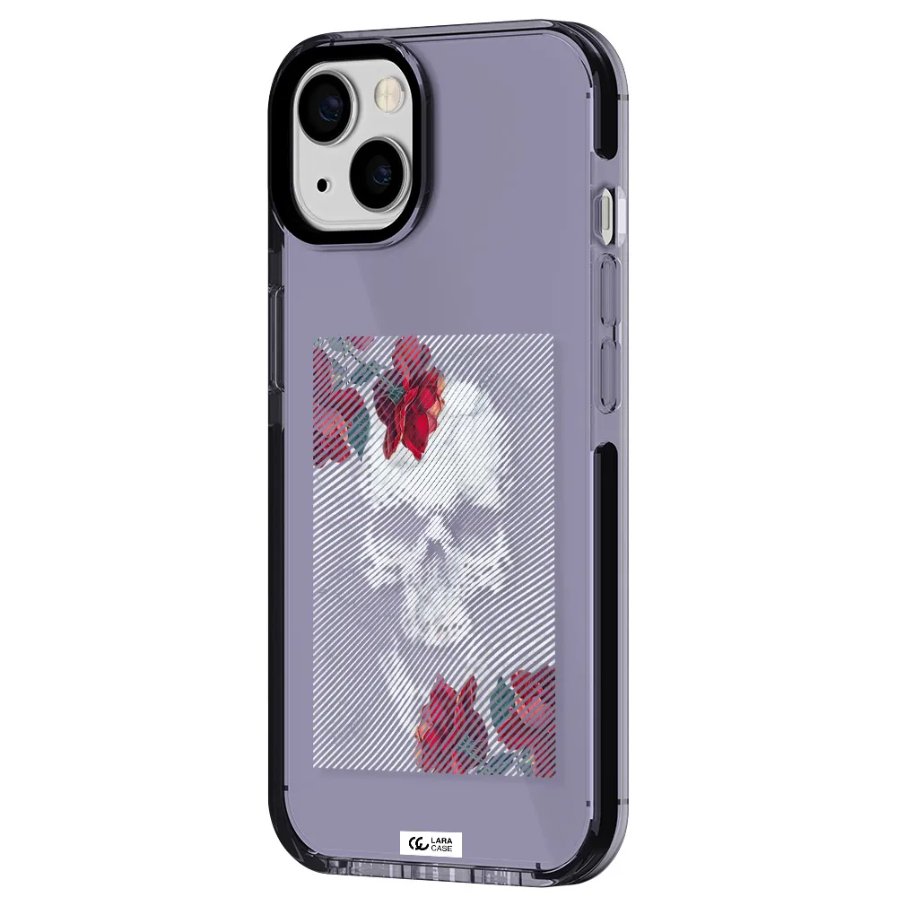 Rose And Skull Pattern Line Apple iPhone 13 impact Lilac Case