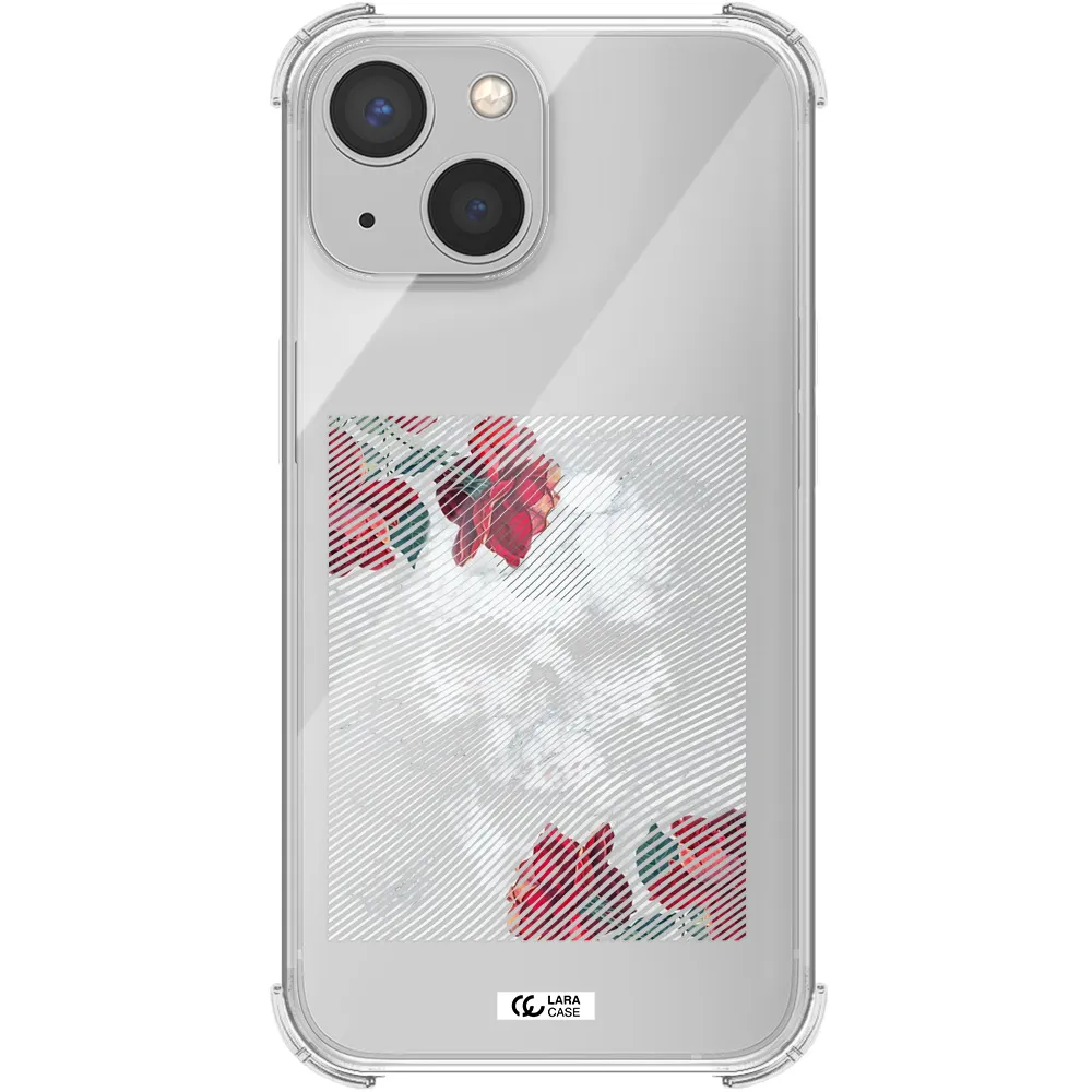 Rose And Skull Pattern Line Apple iPhone 13 mini Clear PC Case
