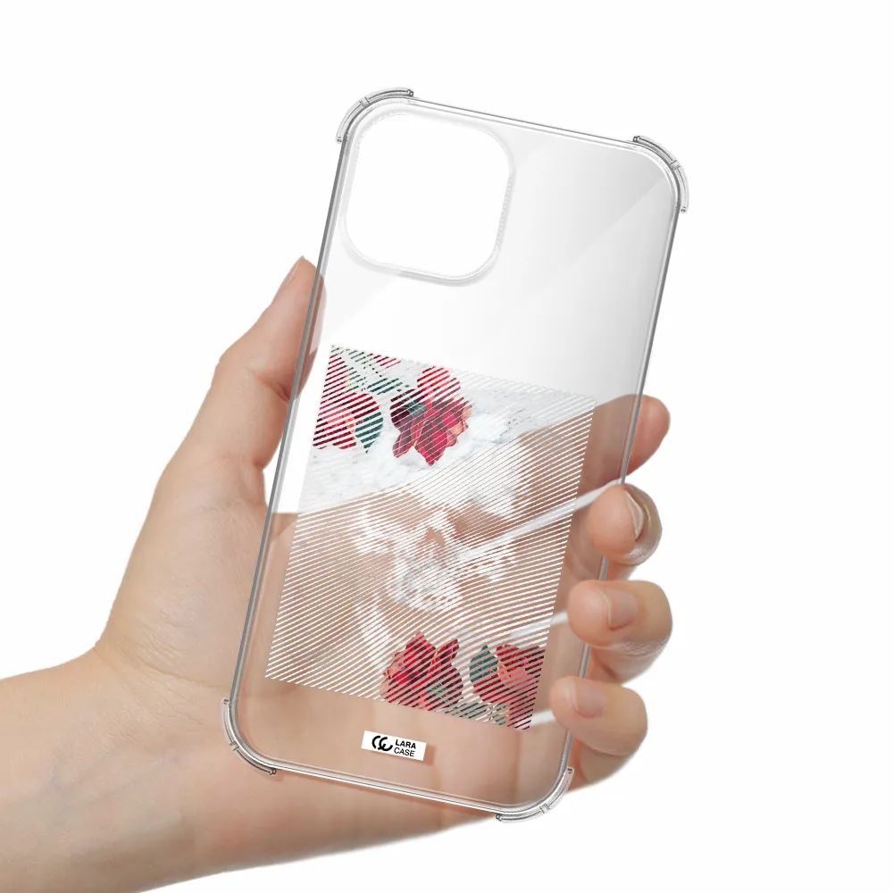 Rose And Skull Pattern Line Apple iPhone 13 mini Clear PC Case