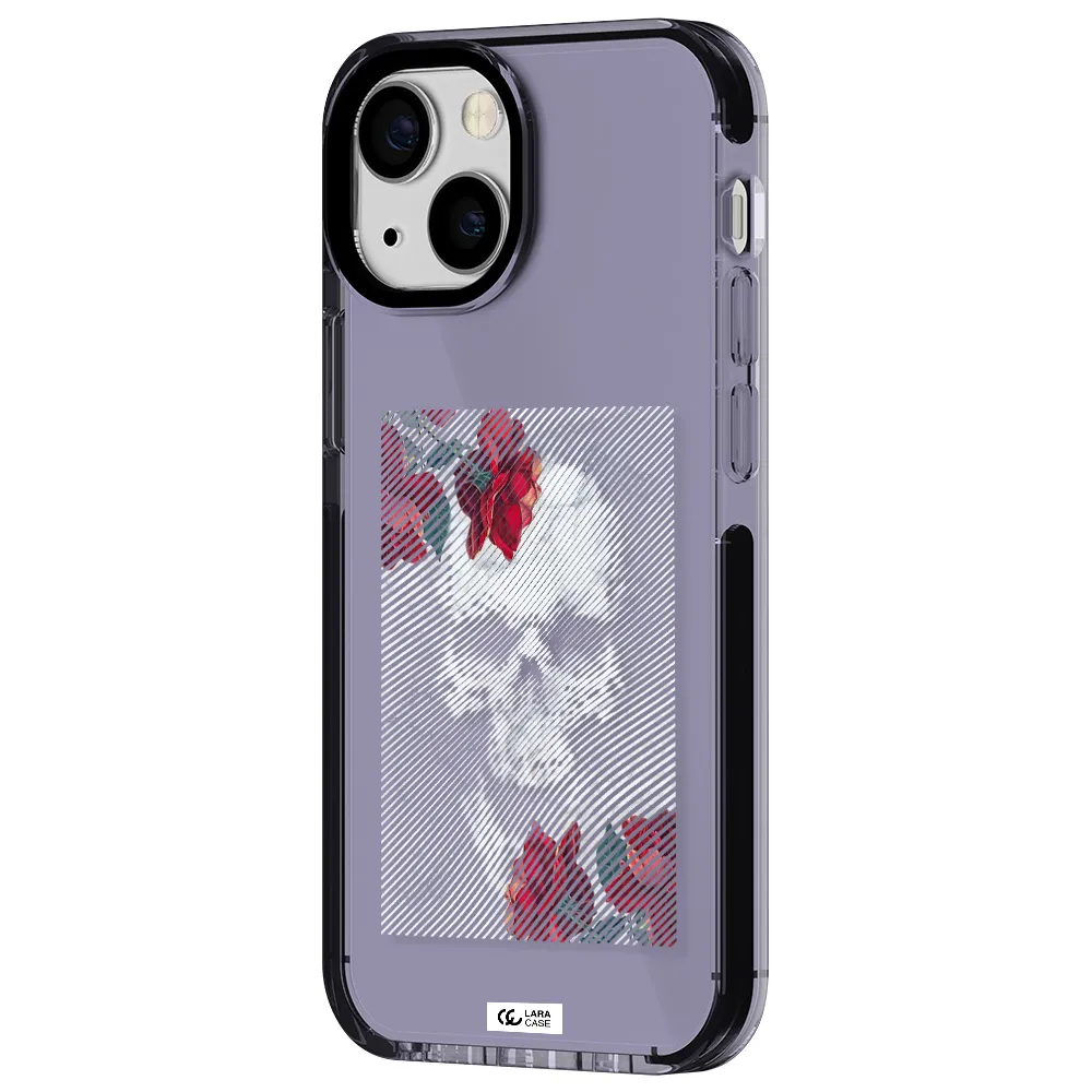 Rose And Skull Pattern Line Apple iPhone 13 mini impact Lilac Case