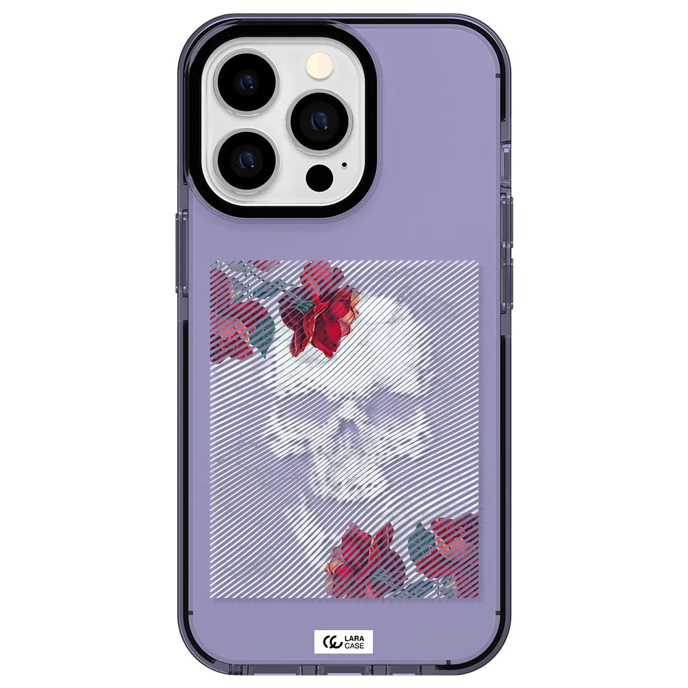 Rose And Skull Pattern Line Apple iPhone 13 Pro impact Lilac Case
