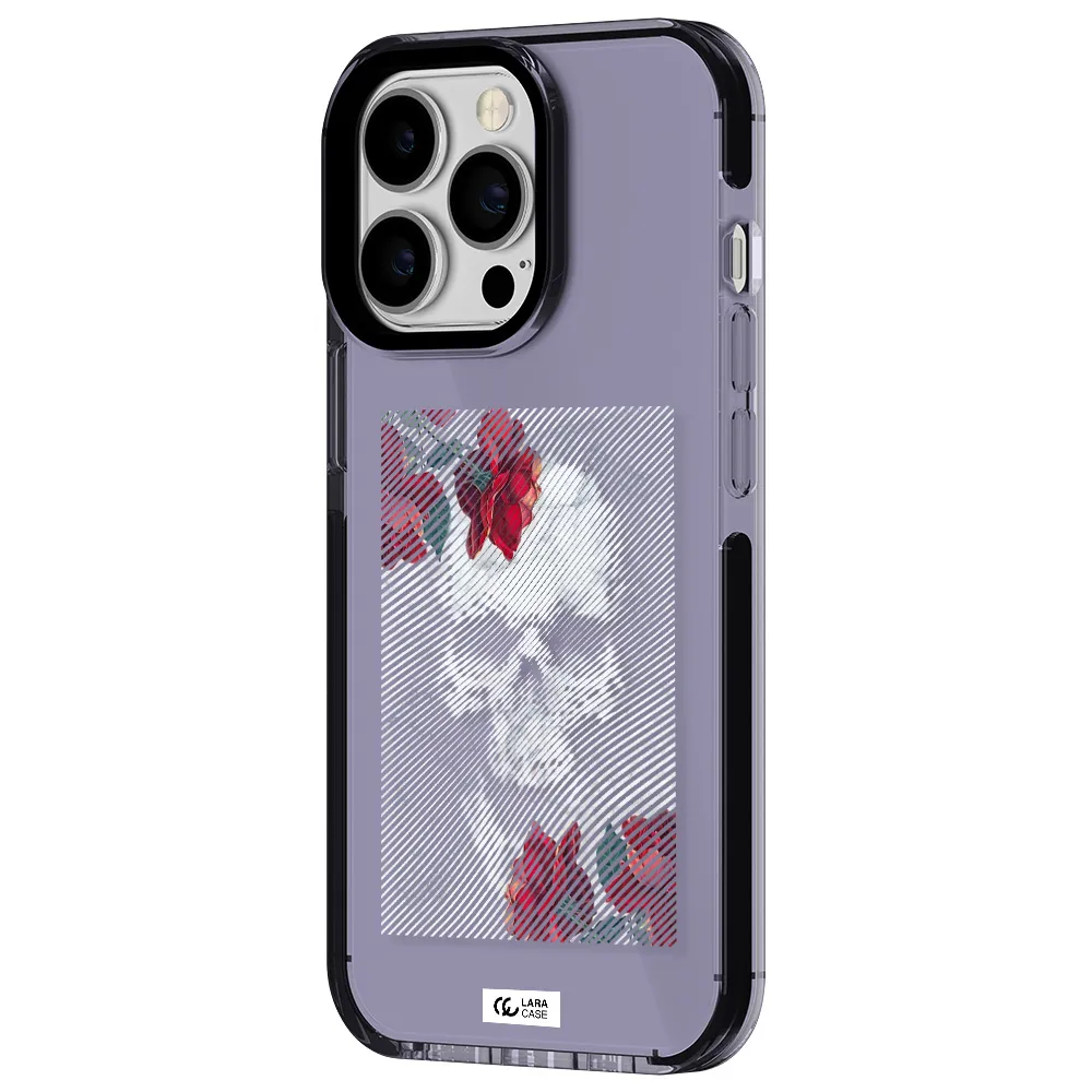 Rose And Skull Pattern Line Apple iPhone 13 Pro impact Lilac Case