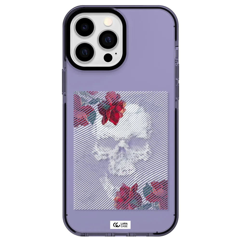 Rose And Skull Pattern Line Apple iPhone 13 Pro Max impact Lilac Case