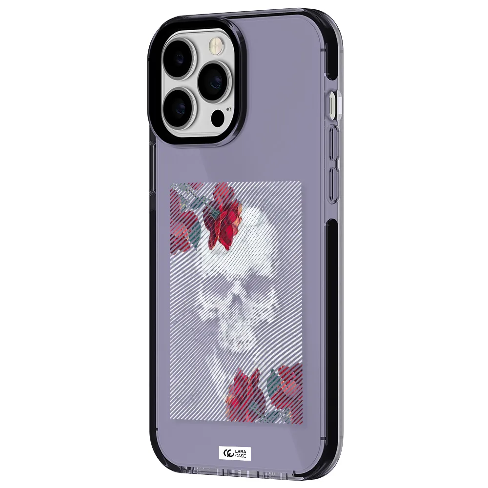 Rose And Skull Pattern Line Apple iPhone 13 Pro Max impact Lilac Case