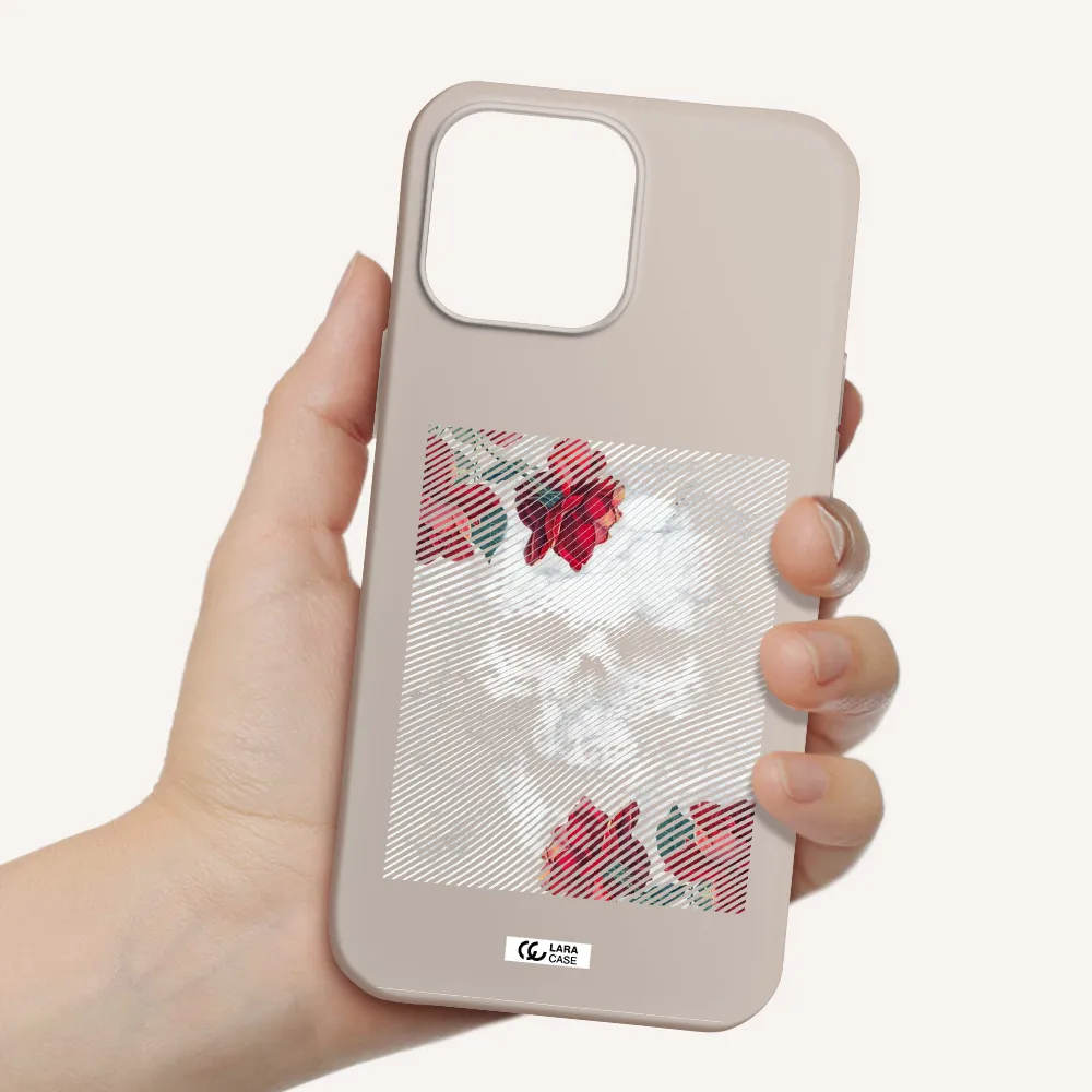 Rose And Skull Pattern Line Apple iPhone 13 Pro Silicone Stone Case