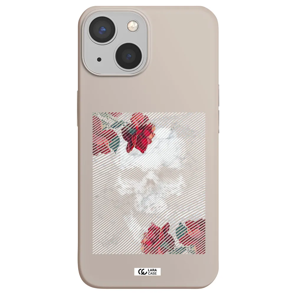 Rose And Skull Pattern Line Apple iPhone 13 Silicone Stone Case