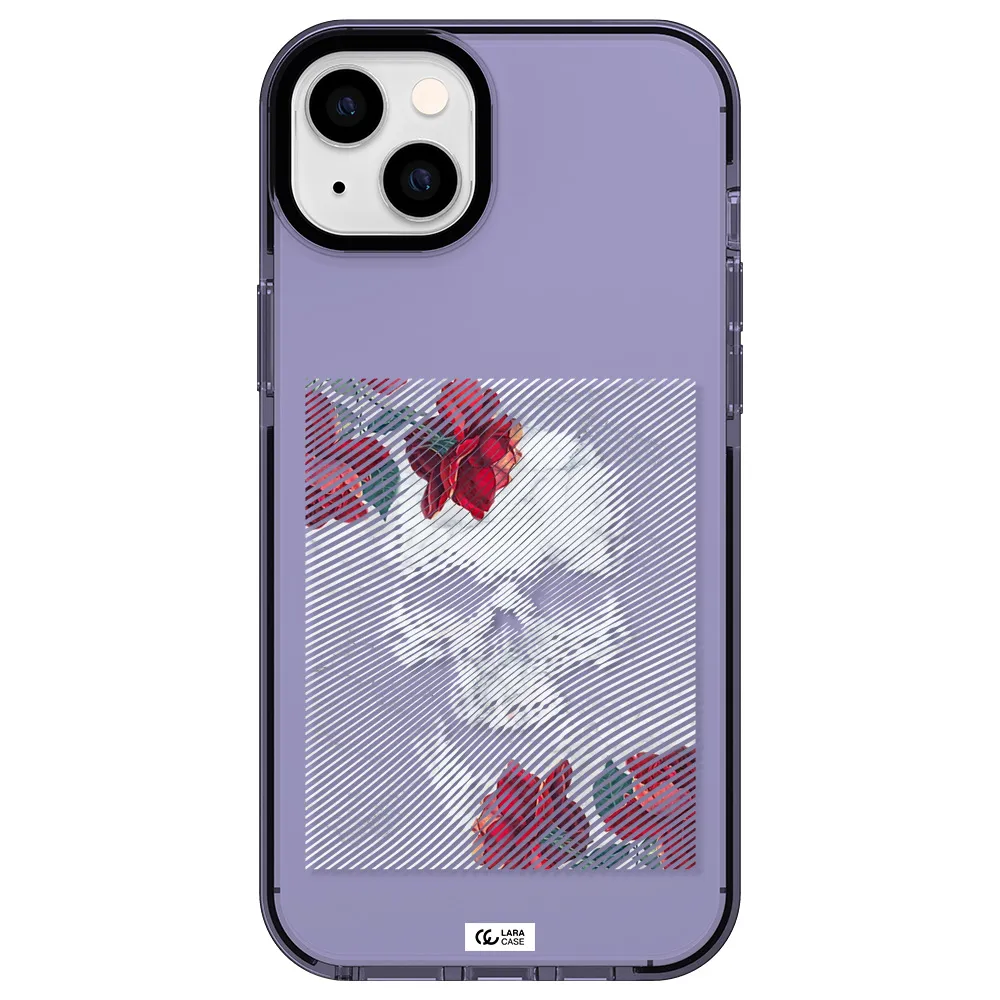 Rose And Skull Pattern Line Apple iPhone 14 plus impact Lilac Case