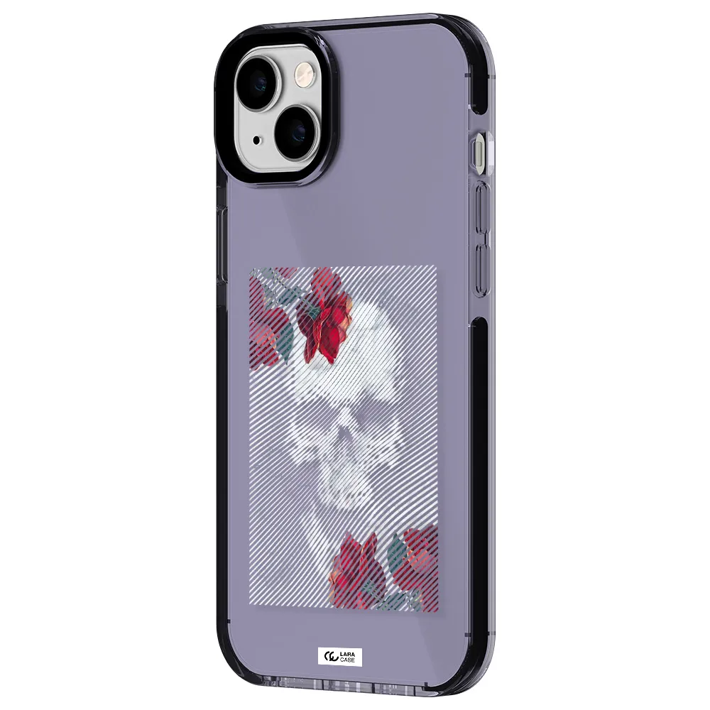 Rose And Skull Pattern Line Apple iPhone 14 plus impact Lilac Case