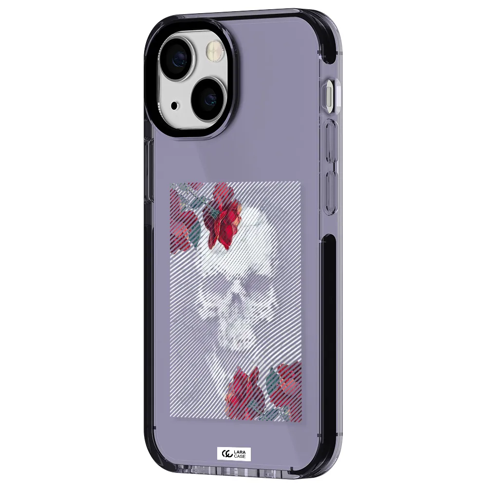 Rose And Skull Pattern Line Apple iPhone 15 impact Lilac Case