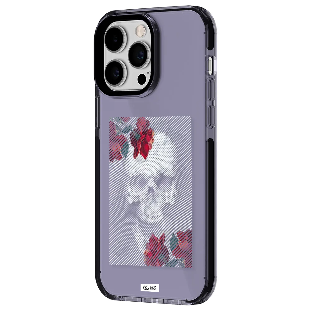 Rose And Skull Pattern Line Apple iPhone 15 Pro impact Lilac Case