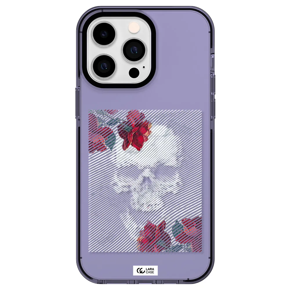 Rose And Skull Pattern Line Apple iPhone 15 Pro Max impact Lilac Case