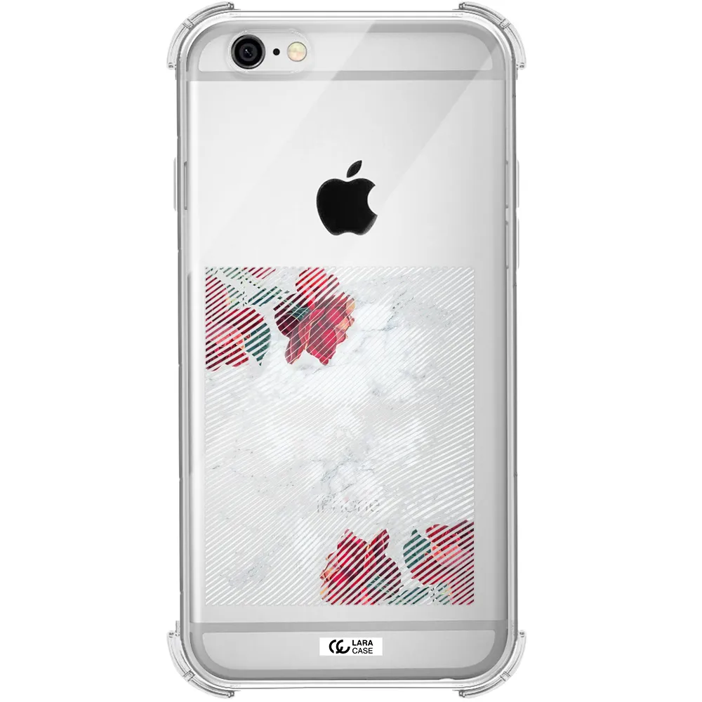 Rose And Skull Pattern Line Apple iPhone 6 Clear PC Case