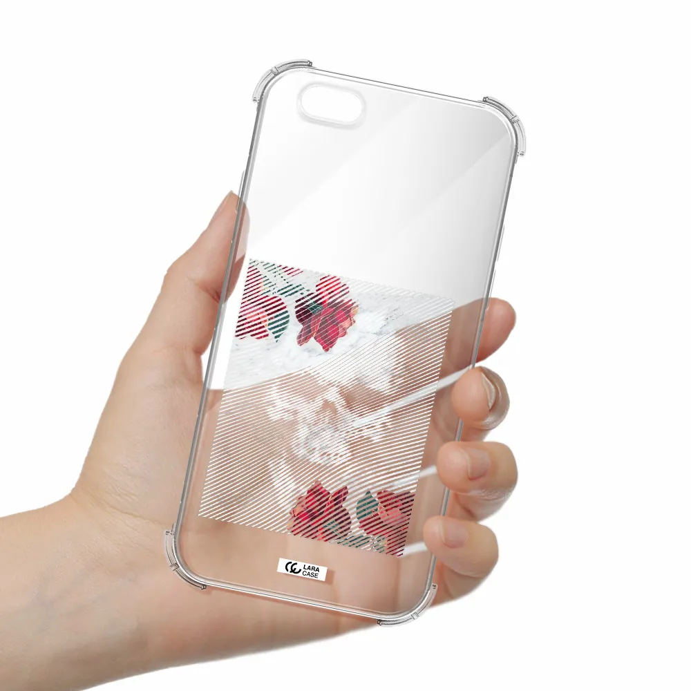 Rose And Skull Pattern Line Apple iPhone 6 Clear PC Case